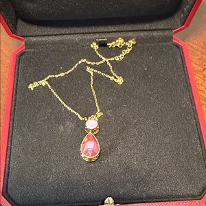 Swarovski Elegant Gold and Pink Pendant Necklace